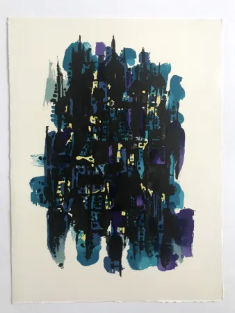 Литография Manessier - L'enfant dans la cité des ombres VI : La Montagne Sainte-Geneviève