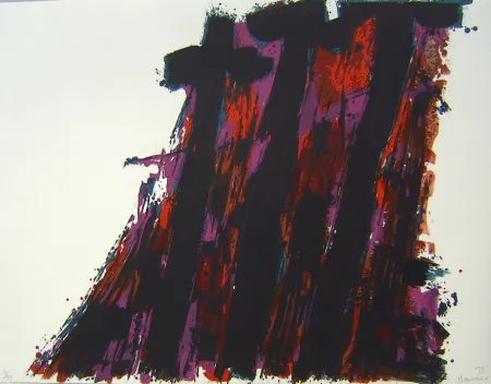 Литография Manessier - Suite de Paques IX, Les Trois Croix