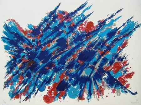 Литография Manessier - Suite de Pâques Le sang et l'eau