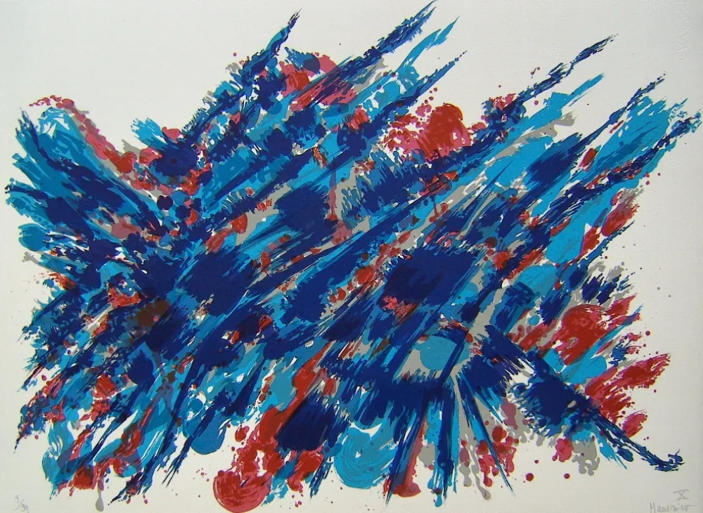 Литография Manessier - Suite de Paques X, Le Sang et l'eau