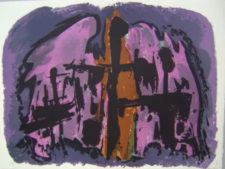 Литография Manessier - Suite de Paques XI, La Mise au tombeau