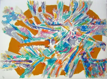 Литография Manessier - Suite de Paques XV, L'Apparitition de Jésus af Marie de Magdala