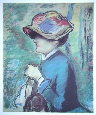 Литография Manet - Portrait d'une femme avec chapeau
