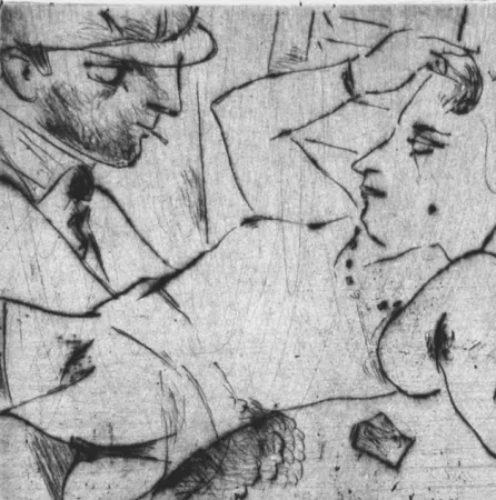 Гравюра Сухой Иглой Manfredi - Autoritratto con modella