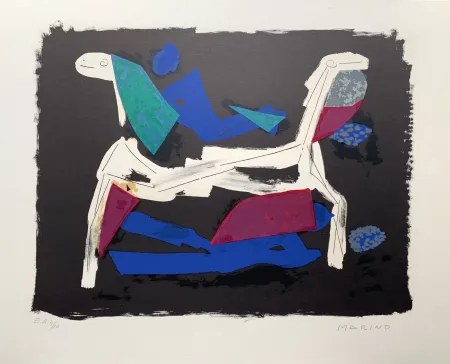 Литография Marini - Chevaux et cavaliers I 