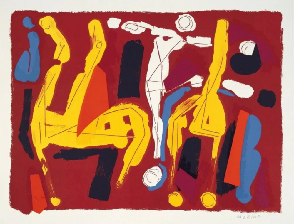 Литография Marini - L108 Chevaux Et Cavaliers V