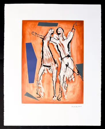 Акватинта Marini - Marino Marini (1901–1980) - Cavaliere e cavallo - 3-colour aquatint on BFK Rives paper - 1977