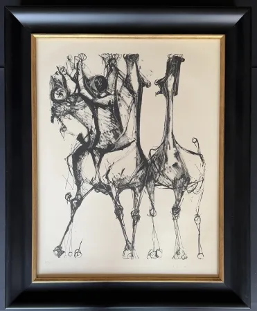 Литография Marini - Marino Marini (1901 - 1980) - CAVALIERS ET CHEVAUX, FOND CREME - lithograph on paper - 1952