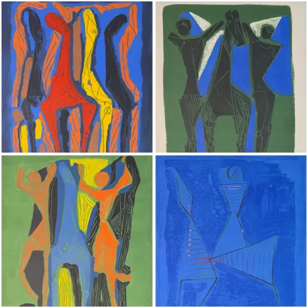 Гравюра Marini - Marino Marini (1901–1980) - MARINO FROM GOETHE - Complete original folder containing 4 color etchings and aquatints on Arches paper - 1979