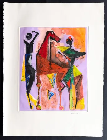 Гравюра Marini - Marino Marini (1901–1980) - MARINO FROM SHAKESPEARE I - Color drypoint etching and aquatint on paper - 1977