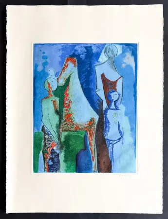 Гравюра Marini - Marino Marini (1901–1980) - MARINO FROM SHAKESPEARE I - Color drypoint etching and aquatint on paper - 1977