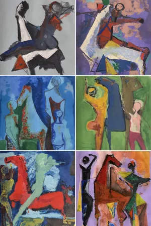 Гравюра Marini - Marino Marini (1901–1980) - MARINO FROM SHAKESPEARE I - Complete original folder containing 8 color drypoint etchings and aquatints on paper - 1977