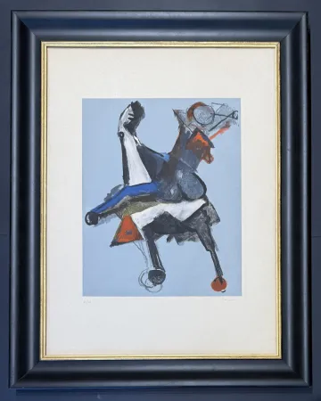 Гравюра Сухой Иглой Marini - Marino Marini ( 1901 - 1980) - MARINO FROM SHAKESPEARE I - Etching, drypoint and aquatint in 19 colours - 1977