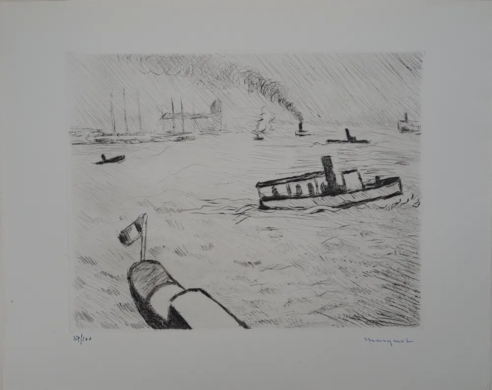 Гравюра Сухой Иглой Marquet - Hambourg