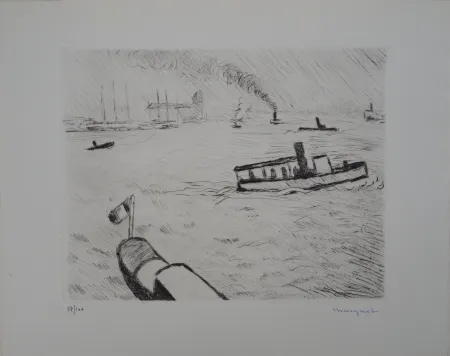 Гравюра Сухой Иглой Marquet - Hambourg