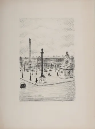 Литография Marquet - La Place de la Concorde, 1950