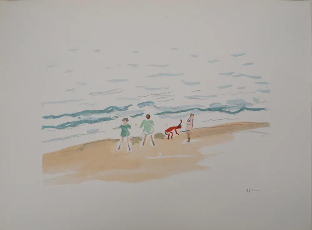 Литография Marquet - Les enfants sur la plage 