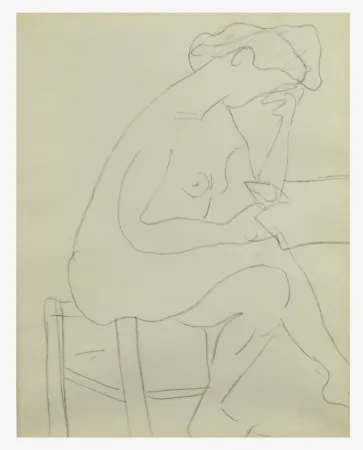 Нет Никаких Технических Marquet - Modèle nu au tabouret à sa lecture, Dessin