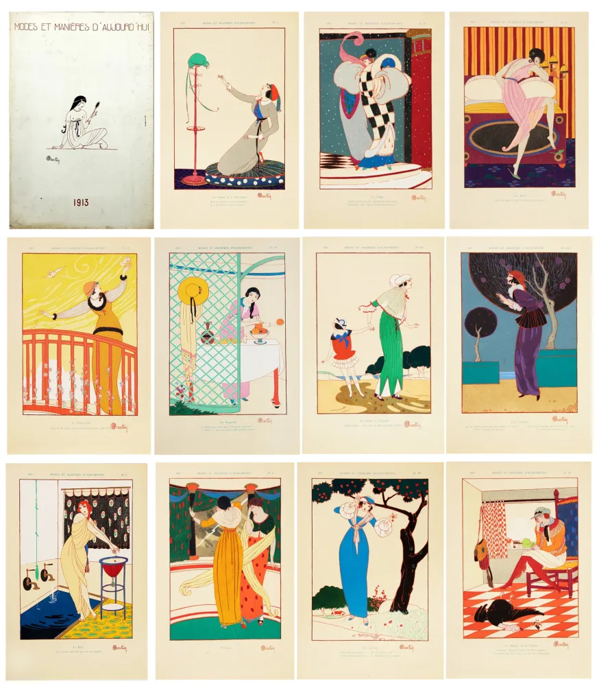 Иллюстрированная Книга Martin - MODES ET MANIÈRES D'AUJOURD'HUI. 1913. Album original des 12 pochoirs.