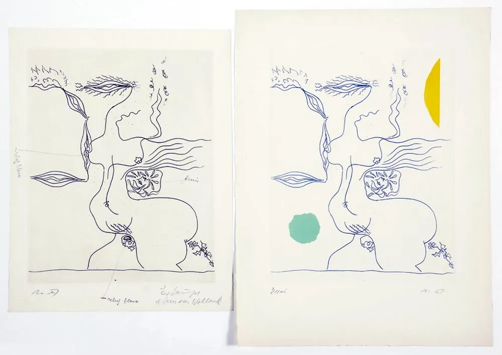 Офорт И Аквитанта Masson - FANTASME ÉROTIQUE (1960). 2 épreuves dont 1 unique.