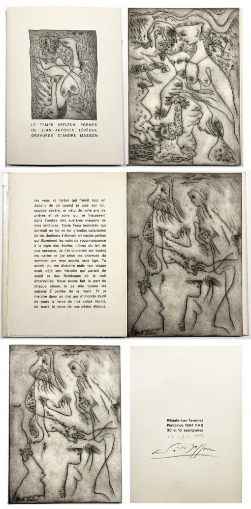 Иллюстрированная Книга Masson - J.J Lévêque. LE TEMPS RÉFLÉCHI. Gravures d'André Masson. PAB 1964