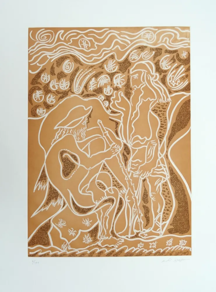 Офорт Masson - Reconnaissance par le porcher