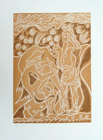 Офорт Masson - Reconnaissance par le porcher