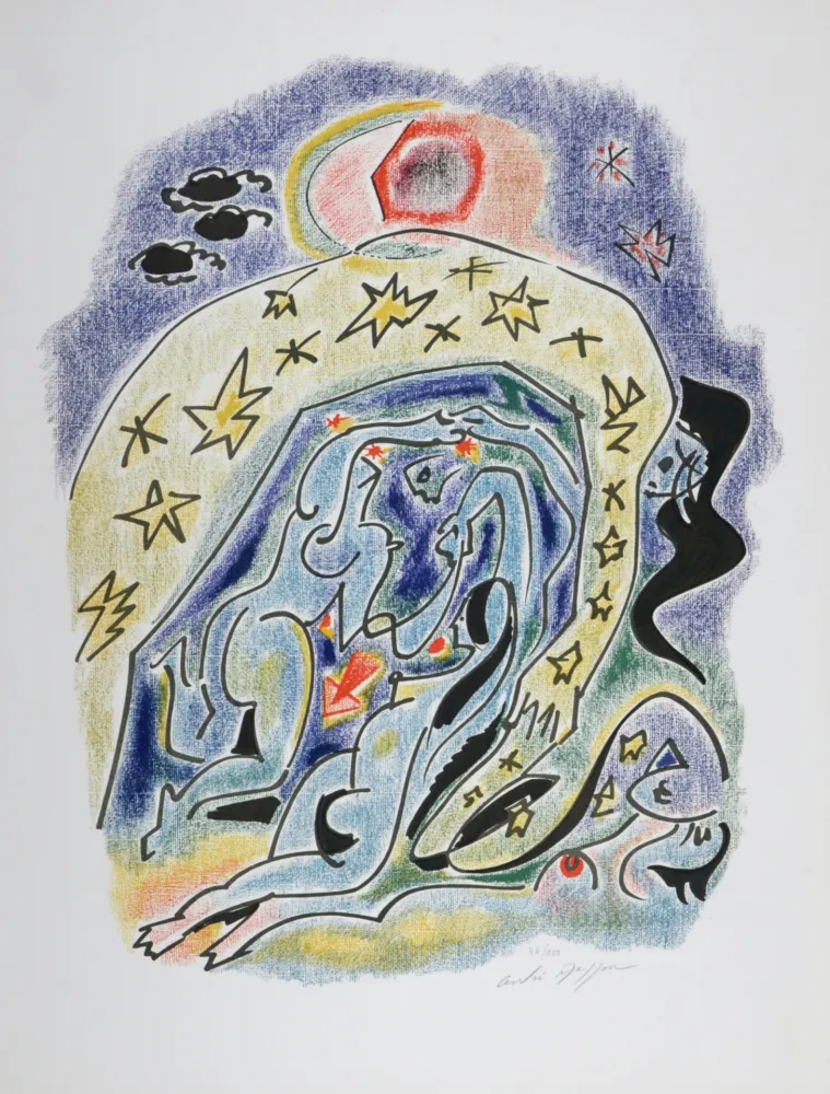 Литография Masson - Sonnets de Louise Labé #8, 1972 - Hand signed!