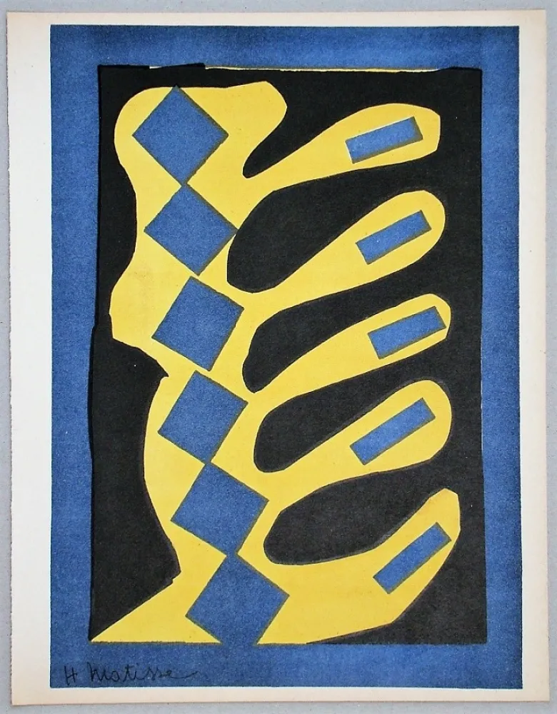 Литография Matisse - Composition jaune, bleu et noire, 1947