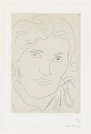 Гравюра Matisse - Jeune fille de face, flot de ruban sur l'épaule gauche