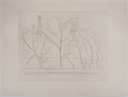Гравюра Matisse - Notre Dame à travers les arbres