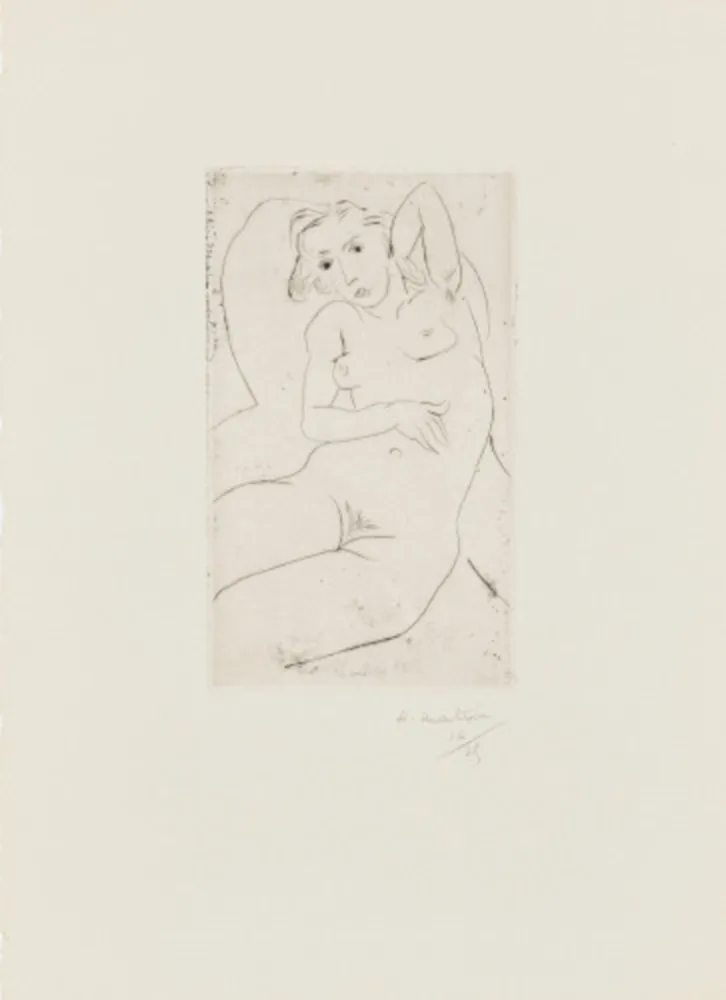 Гравюра Сухой Иглой Matisse - Nu assis-les yeux noris