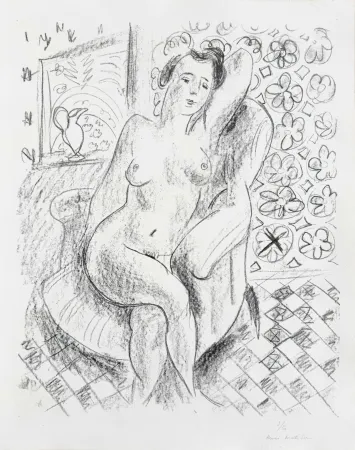 Литография Matisse - Nu au fauteuil sur fond moucharabieh (Nude in an Armchair, with a Mashrabiya Background)