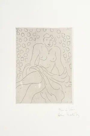 Гравюра Matisse - Nu drapé sur fond composé de cercles
