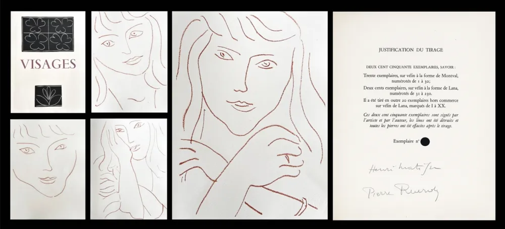 Иллюстрированная Книга Matisse - P. Reverdy. VISAGES. 14 lithographies (1946)