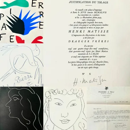 Литография Matisse - Signed Book ed. 10/49 with original Lithograph + Woodcut Pierre à feu / Les miroirs profonds