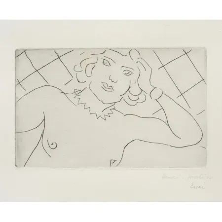 Гравюра Matisse - Torse, fond à losanges 