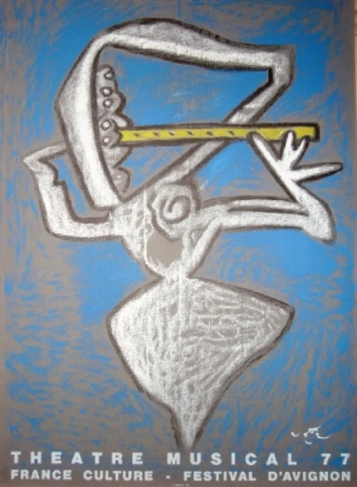 Литография Matta - Affiche pour le théâtre municipal musical, France culture, Festival d'Avignon.