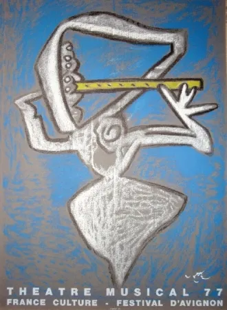 Литография Matta - Affiche pour le théâtre municipal musical, France culture, Festival d'Avignon.