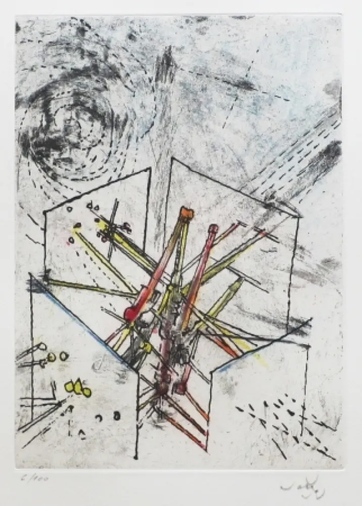 Офорт И Аквитанта Matta - Droites libérées (Planche 4)