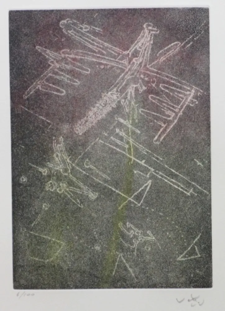 Офорт И Аквитанта Matta - Droites libérées (planche 8)