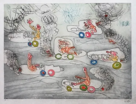 Офорт И Аквитанта Matta - Les Oh' Tomobiles (Planche 6)