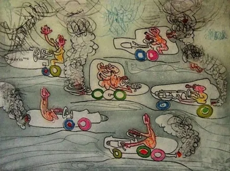 Офорт И Аквитанта Matta - Les oh Tomobiles, suite complète