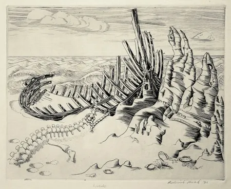 Офорт Mead - Wreck (Wreck on Shore; Wrecked Ship)