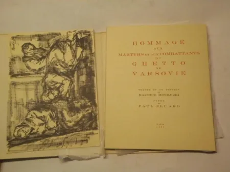 Иллюстрированная Книга Mendjizki -  Hommage aux martyrs et aux combattants du Ghetto de Varsovie. Trente et un dessins de Maurice Mendjizki. Poème de Paul Eluard.