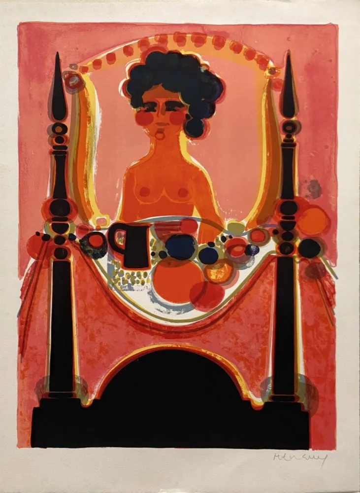 Литография Menguy - Le déjeuner