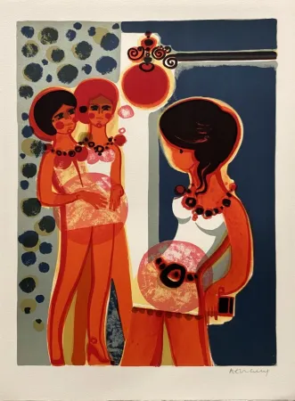 Литография Menguy - Les filles