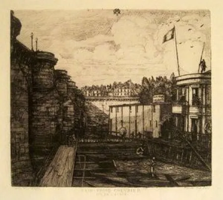 Гравюра Meryon - Bain-Froid Chevrier