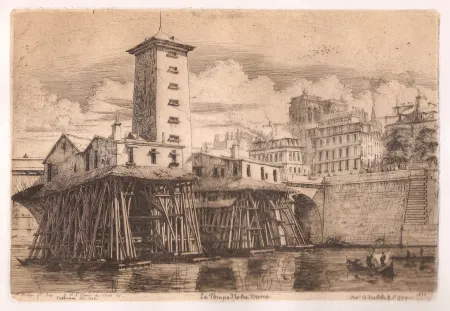 Гравюра Meryon - La pompe Notre-Dame