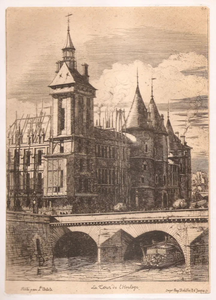Гравюра Meryon - La tour de l'horloge / The Clock Tower